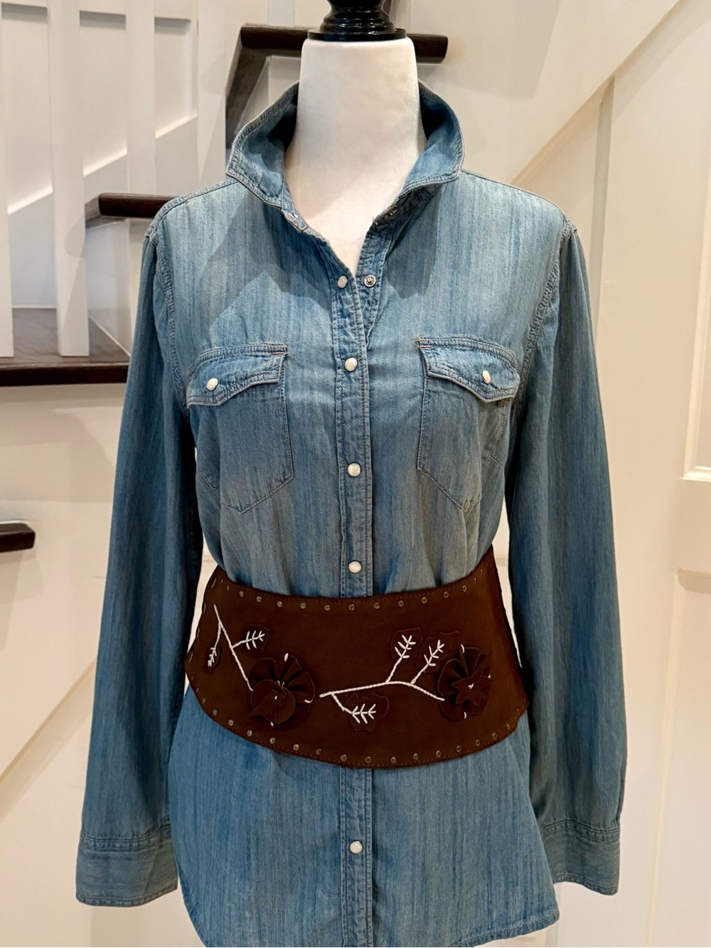 Tristan Brown Suede Wide Corset Belt